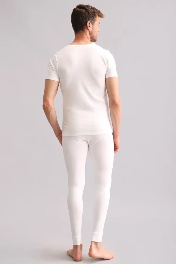 Mısırlı BAMBU TERMAL V Yaka Fanila / T-Shirt Ekru