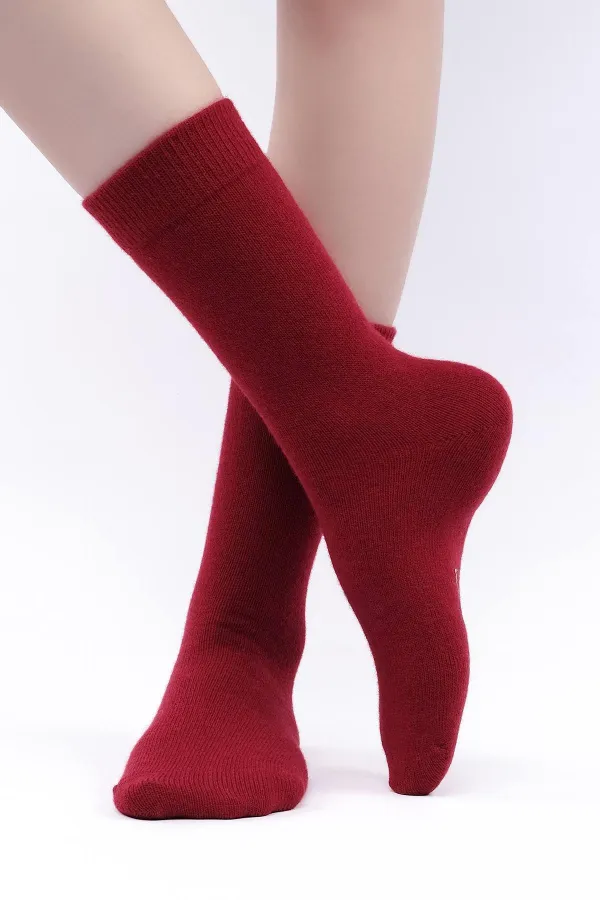 Chaussettes rouges à une seule chaussette en laine de mouton égyptienne pour femmes