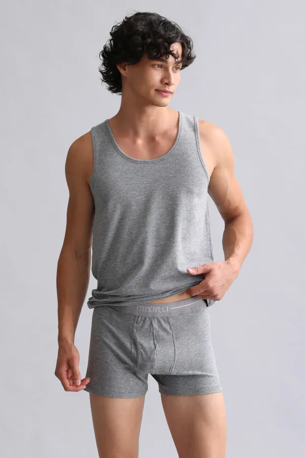 Mısırlı Modal By TENCEL HERCULES Slim Fit Basic Tank Top Grey Melange