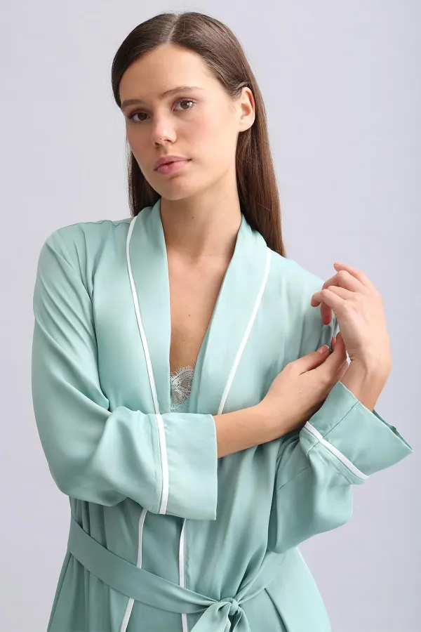 Mısırlı Women's Bamboo Robe, Light Green