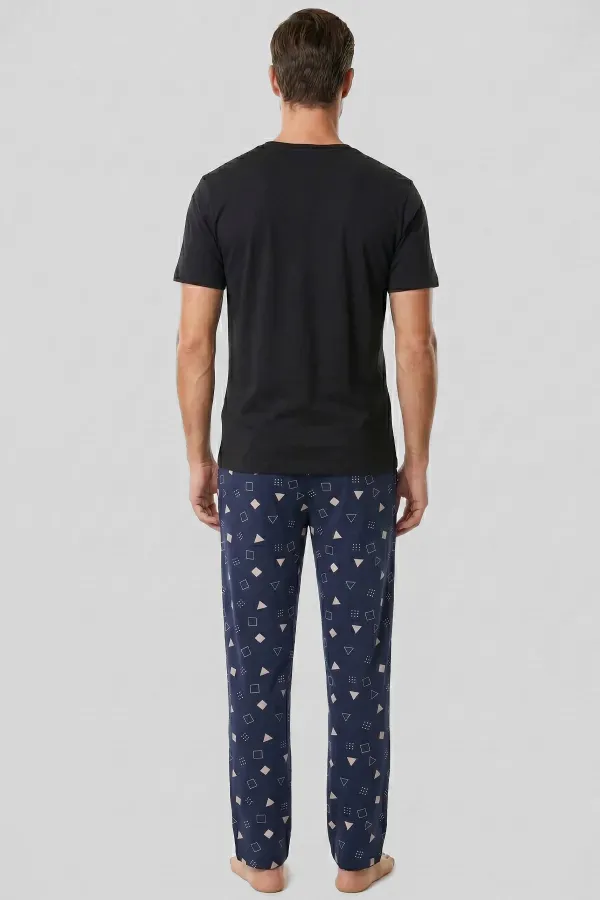 Mısırlı Erkek Geometrik Desen Alt Pijama Lacivert Mısırlı Erkek Geometrik Desen Alt Pijama Lacivert