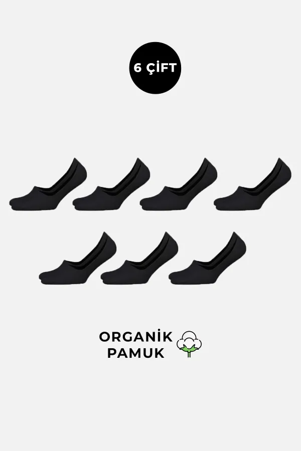 Mısırlı Erkek Organik Pamuklu 6 Çift Babet Çorap Siyah