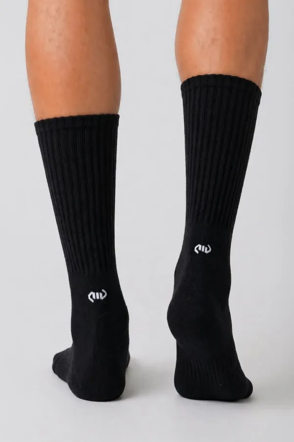 Mısırlı Unisex Pamuklu Spor Çorap, 3'Lü Siyah