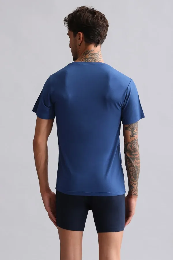 Mısırlı Modal By TENCEL HERCULES Slim Fit Bisiklet Yaka Fanila / T-Shirt Gece Mavisi