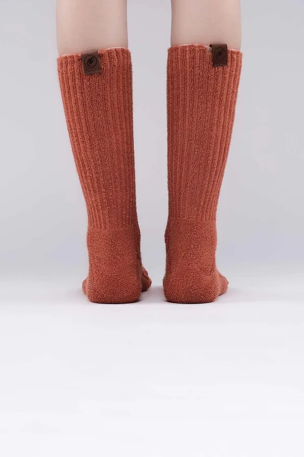 Mısırlı Kadın Pamuklu Havlu Tekli Soket Çorap Kiremit