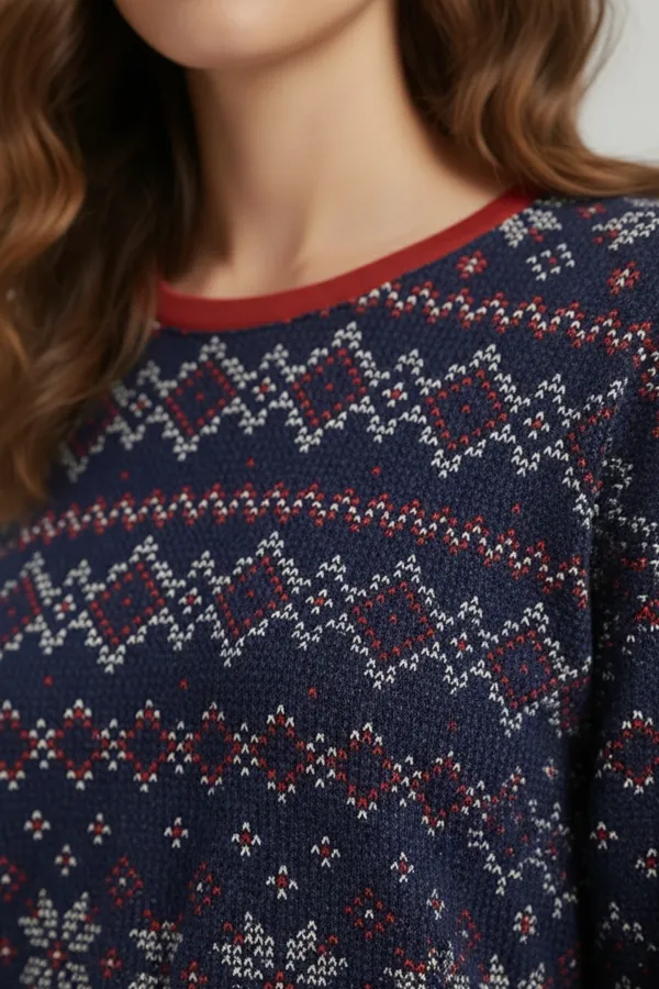 Kış Temalı Kadın Pijama Takımı Lacivert