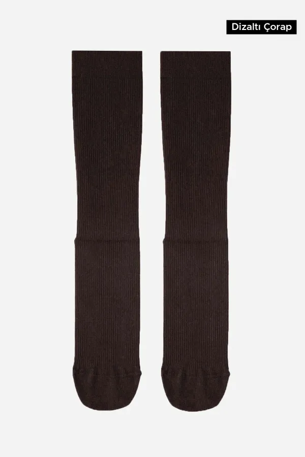 Chaussettes hautes unisexes en coton biologique égyptien, style aviateur et pilote, avec technologie de serrage spéciale, marron