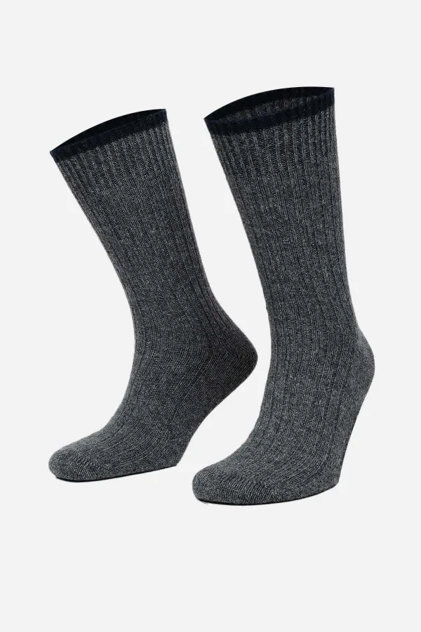 Mısırlı Erkek Kuzu Yünü (Lambswool) Tekli Soket Çorap Füme