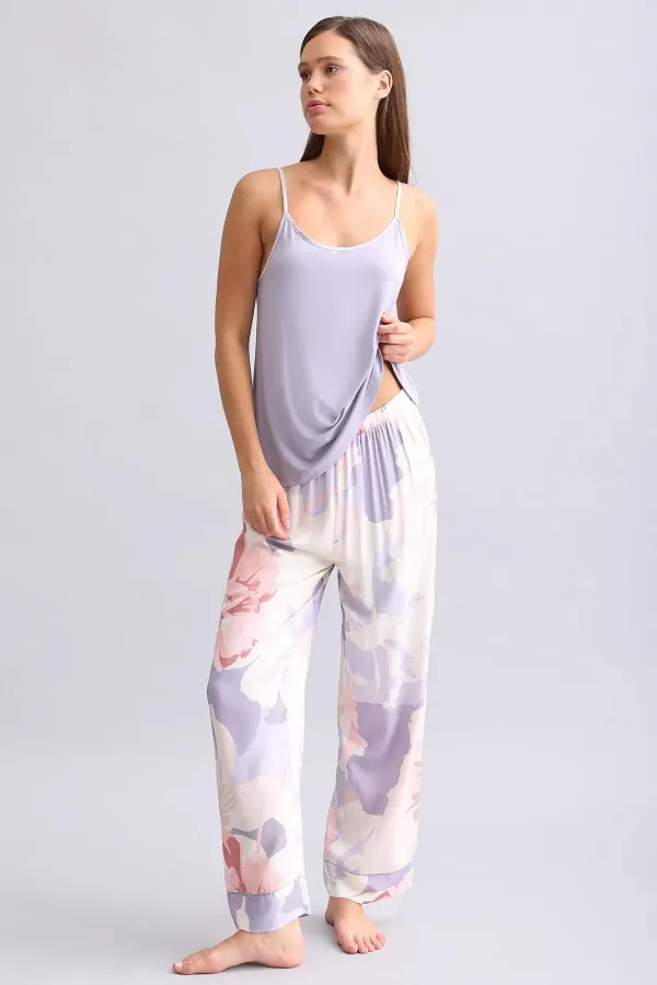 Mısırlı Kadın Bambu Atlet Pijama Üst Violet