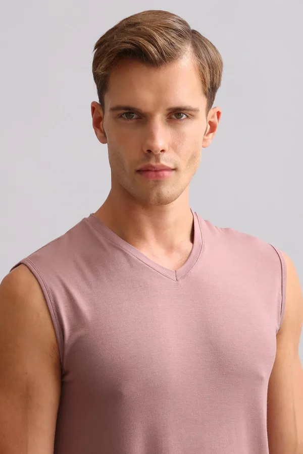 Mısırlı BAMBOO ZEUS LUXURY Regular Fit V-Neck Athletic Tank Top / T-Shirt Lavender