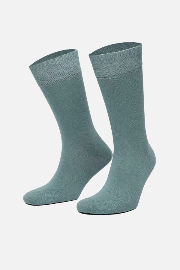 Chaussettes égyptiennes pour homme en coton biologique, maille simple, bleu pastel