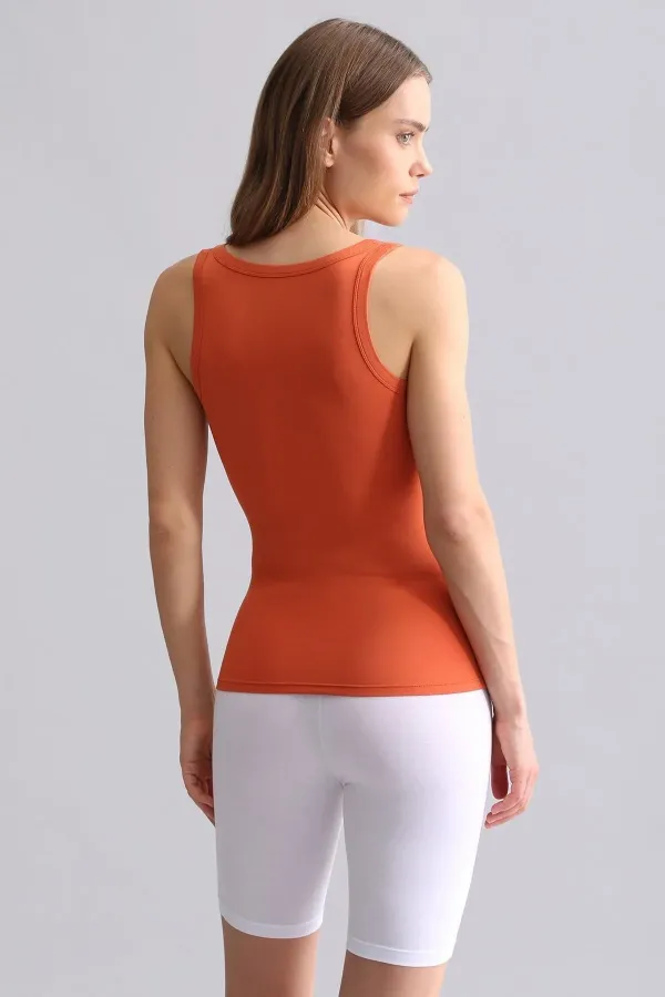 Mısırlı Modal By TENCEL U HELEN Kalın Askılı Long T-Shirt / Atlet Pas Kırmızı