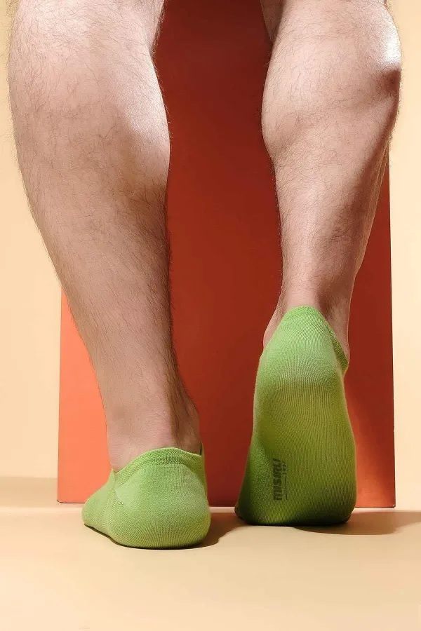 Chaussettes invisibles d'été en bambou pour homme, vertes, de fabrication égyptienne