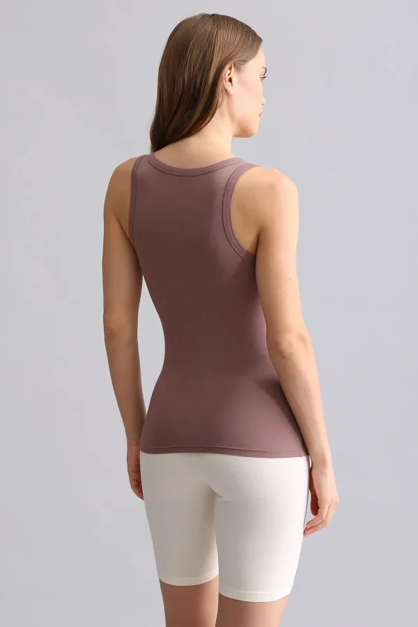 Mısırlı Modal By TENCEL U HELEN Thick Strap Long T-Shirt / Tank Top Lavender