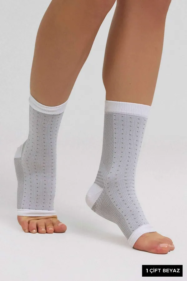 Mısırlı Unisex Ayak Bileği Ve Topuk Destekleyici Burun Sıkılaştırıcı Çorap Beyaz