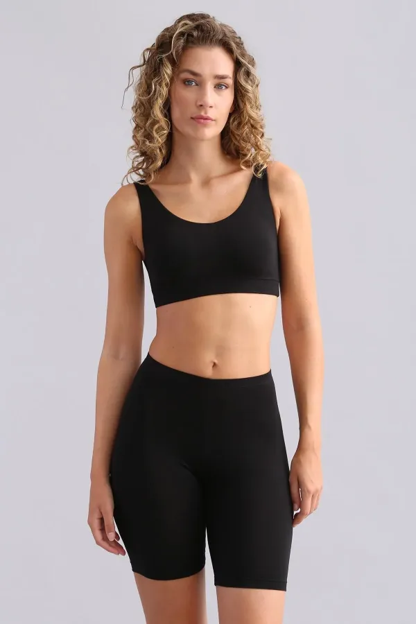 Kadın Modal By TENCEL MEGAN Crop Siyah