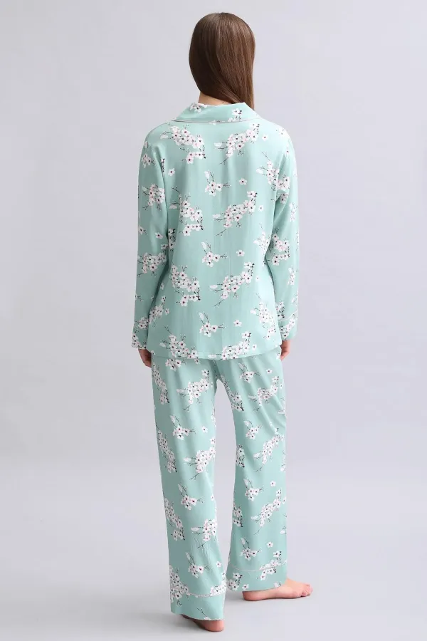 Mısırlı Kadın Bambu Pijama Takımı Çağla Yeşili