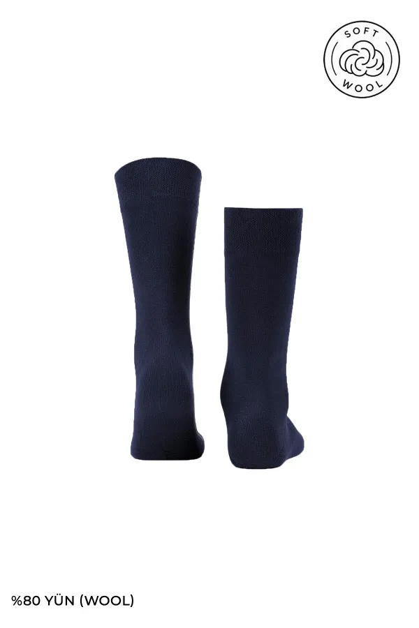 Men's Wool Single Derby Socks Navy Blue