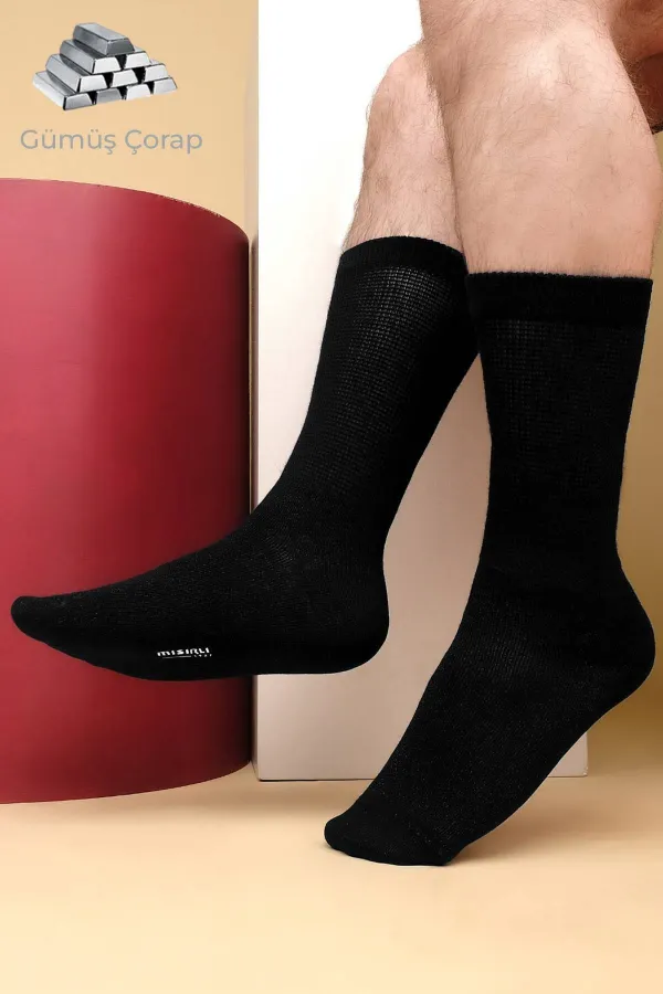 Men's 10% Silver Single Socket Socks, Black