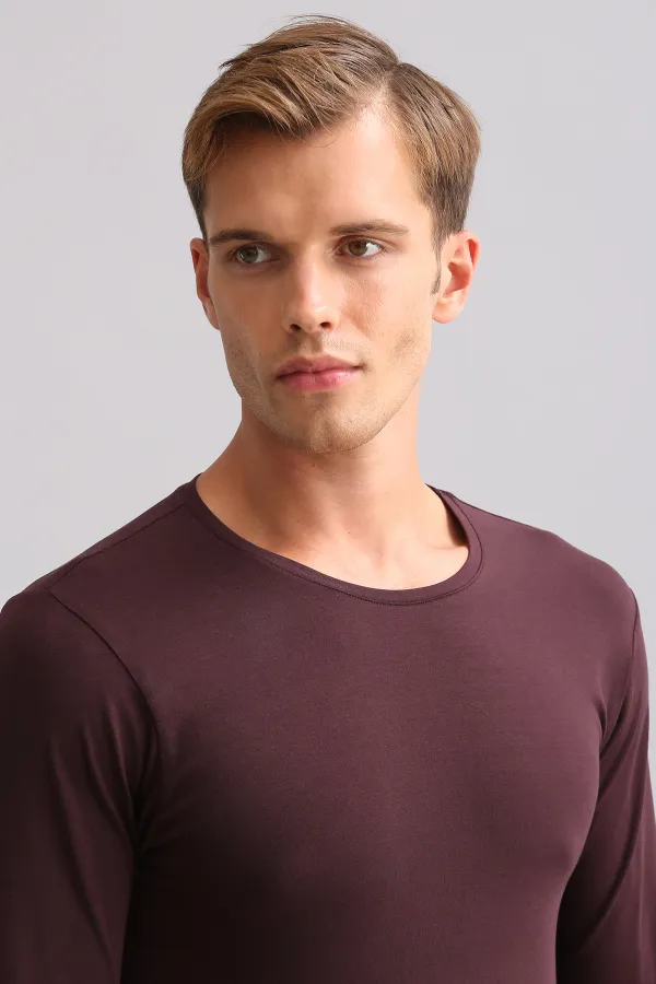 BAMBU HERCULES Slim Fit Bisiklet Yaka Uzun Kollu Erkek  Fanila Mor