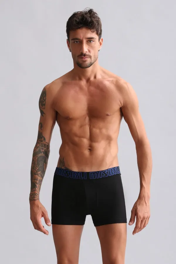 Modal By TENCEL SPARTACUS PERFORMANCE Boxer Shorts Blue Elasticated Black (from Mısırlı brand)