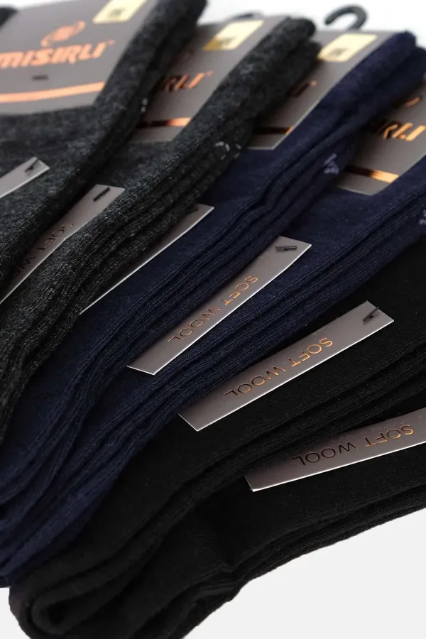 Mısırlı Erkek Soft Wool (Koyun Yünü) Kutulu 6 Çift Soket Çorap Çok Renki