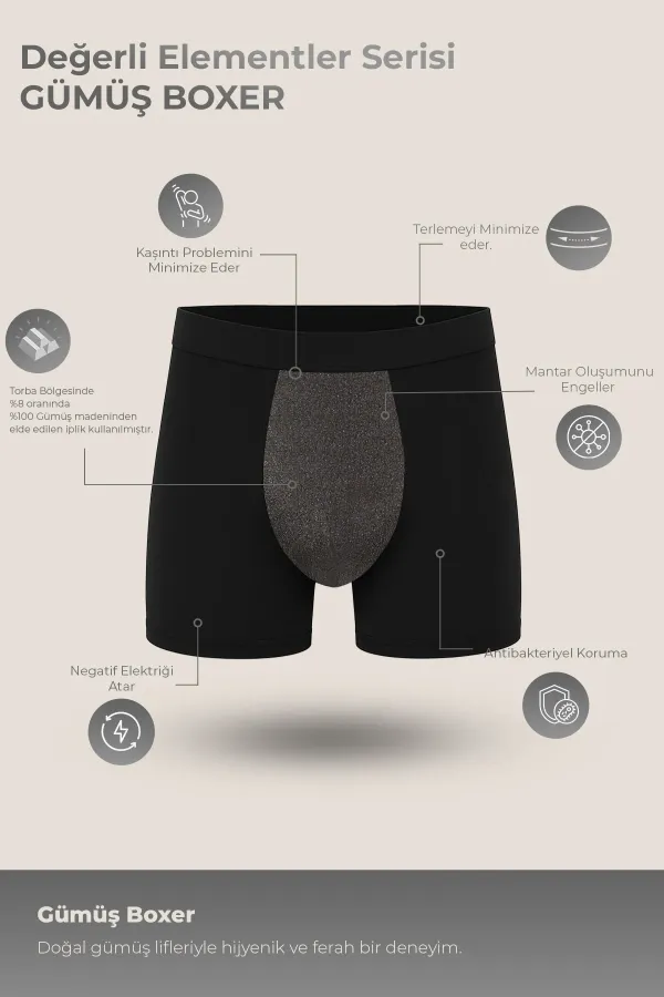 Boxer long Silverman Silver pour homme, couleur noire, style égyptien.