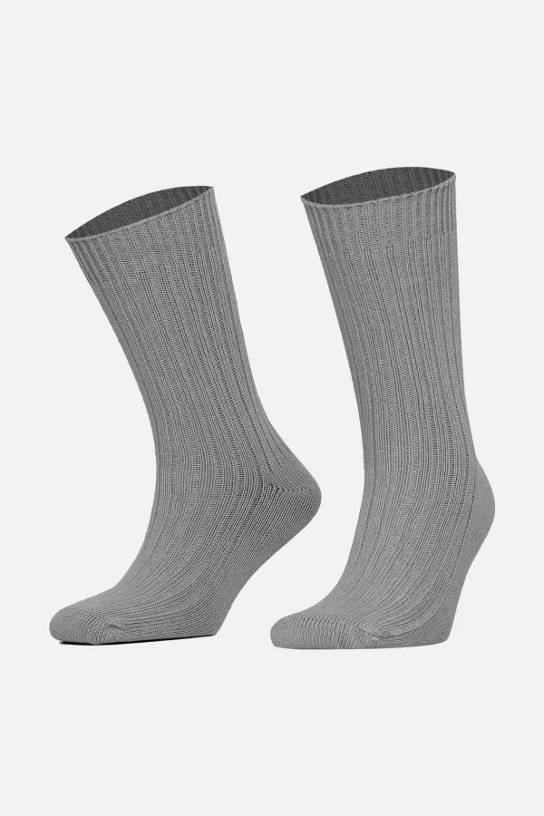 Chaussettes d'hiver unisexes en coton bio égyptien gris