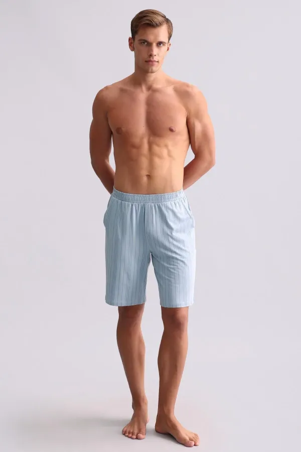 Short de pyjama en bambou bleu pour homme, style égyptien