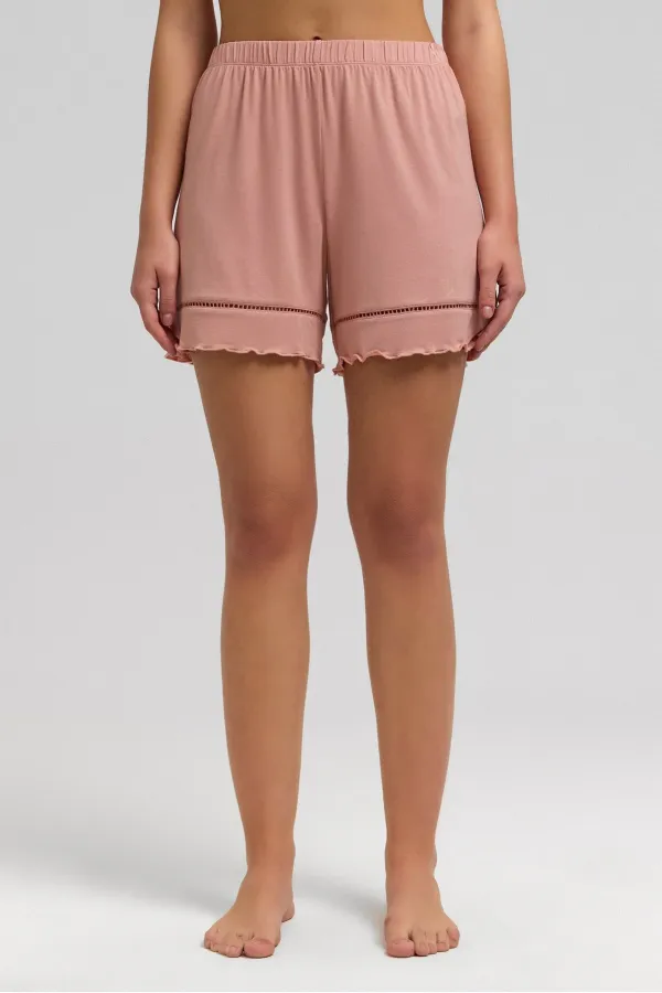 Mısırlı Kadın Örme Askılı Short Takım Somon