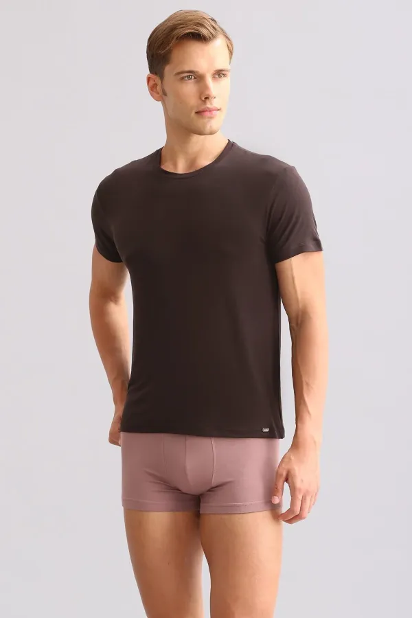 Mısırlı BAMBOO ZEUS LUXURY Regular Fit Crew Neck Undershirt/T-Shirt Brown