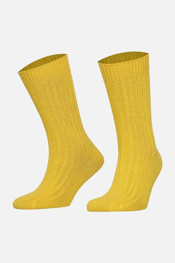 Mısırlı Unisex Pamuklu Bio Cotton Kışlık Soket Çorap Sarı