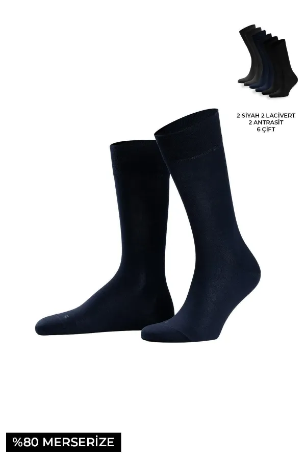 Mısırlı Erkek Merserize Ergonomik NAKIŞLI 6 Çift Süper İnce Soket Çorap Çok Renkli