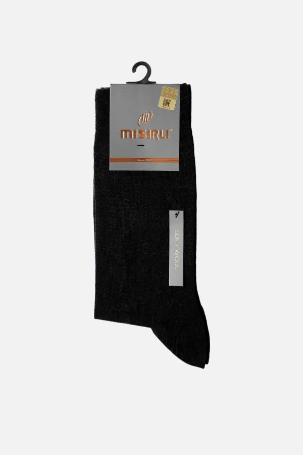 Mısırlı Erkek Soft Wool (Koyun Yünü) Tekli Soket Çorap Siyah