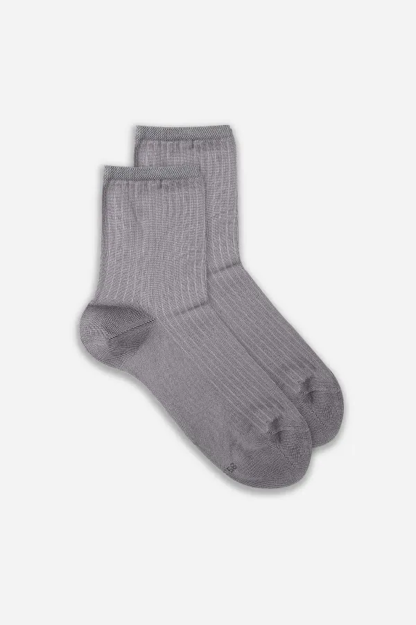 Mısırlı Kadın Merserize Tekli Soket Çorap Gri
