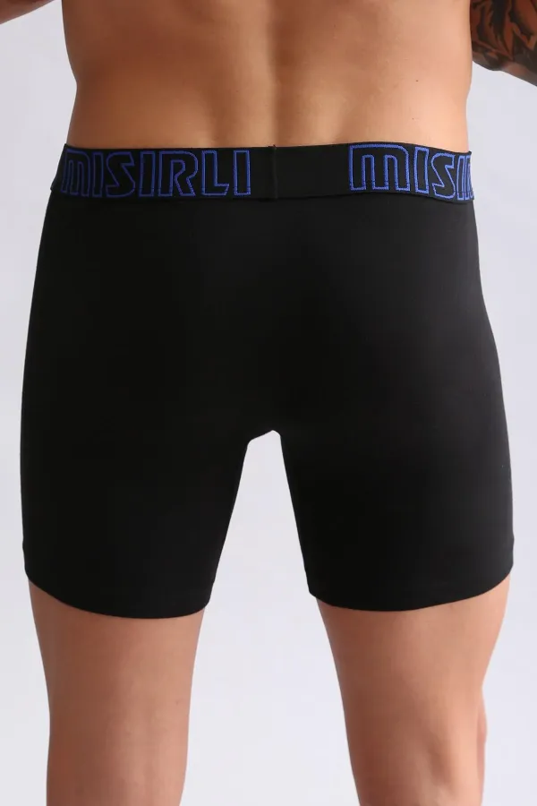 Mısırlı Modal By TENCEL SPARTACUS PERFORMANCE Long Boxer Mavi Lastikli Siyah
