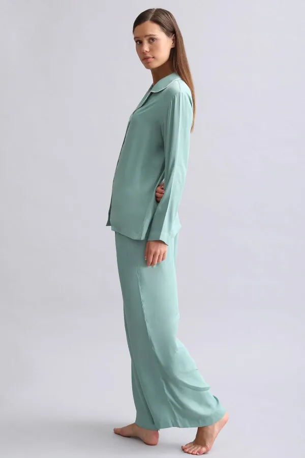 Ensemble de pyjama en bambou pour femme, style égyptien, vert clair