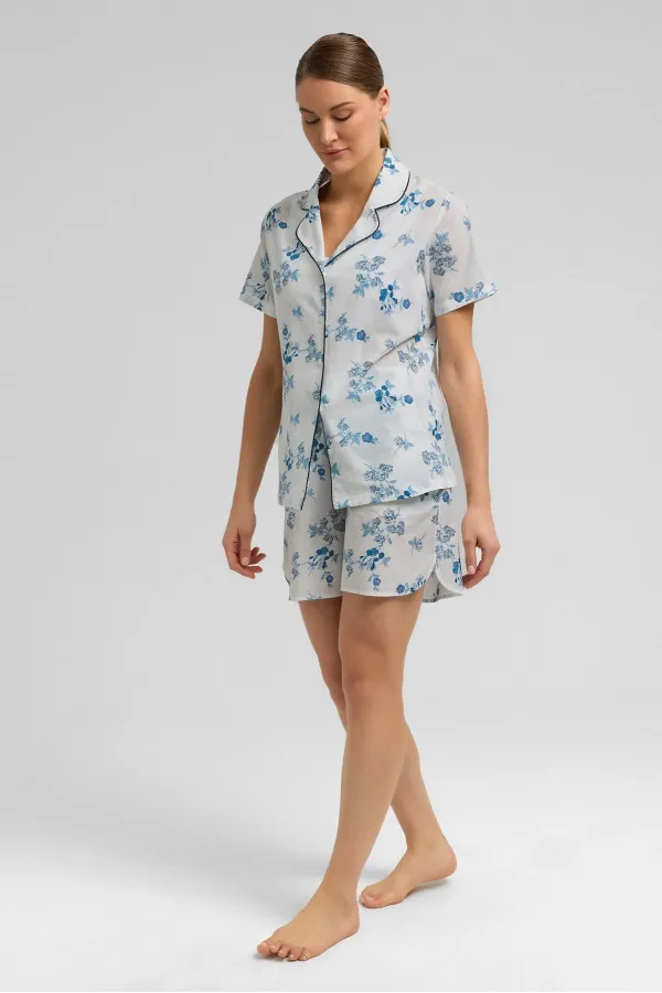 Mısırlı Kadın Pamuk Gömlek Pijama Beyaz