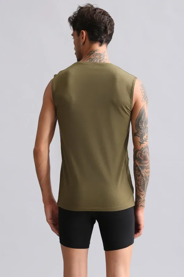 Mısırlı ORGANIC Pamuklu HERCULES Slim Fit Bisiklet Yaka Sporcu Atlet / T-Shirt Koyu Haki