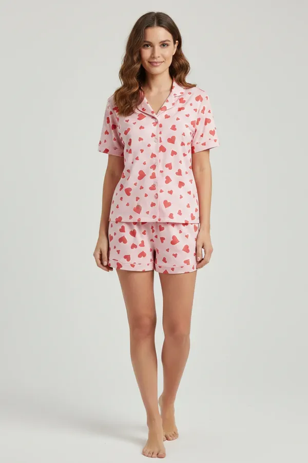 Pamuklu Kısa Kollu Gömlek Şortlu Takım AÇIK SARI