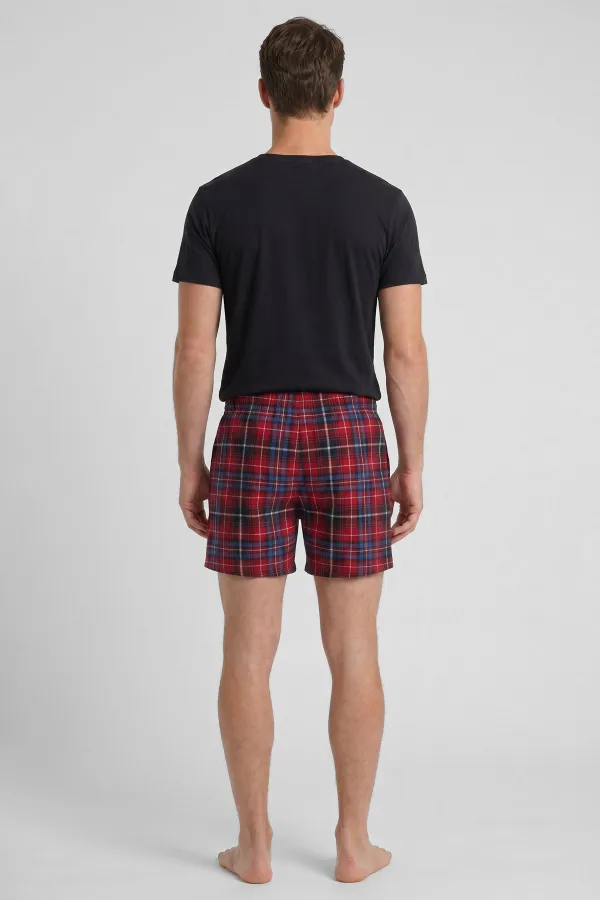 Egyptian Men's Plaid Short Pajamas, Red