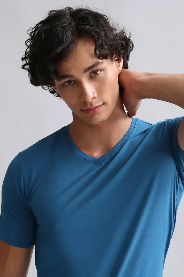 Mısırlı Modal By TENCEL HERCULES Slim Fit V-Neck Undershirt / T-Shirt Petrol