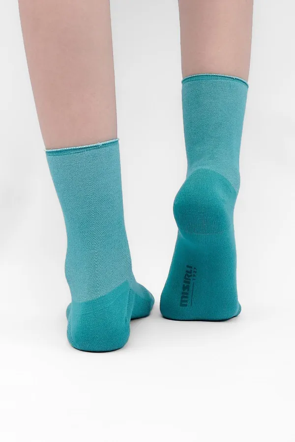 Mısırlı Kadın Bambu Tekli Diabetiker Lastiksiz Soket Çorap Mavi