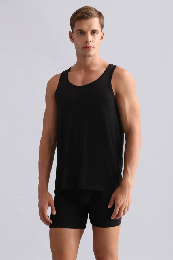 Mısırlı BAMBU ZEUS Regular Fit Basic Atlet / T-Shirt Siyah