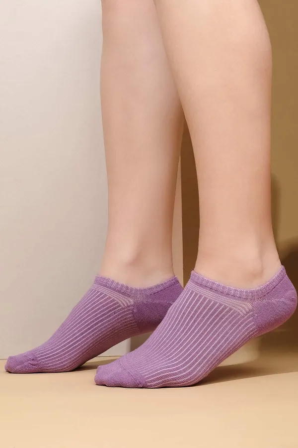 Mısırlı Kadın Bambu Tekli Yazlık No Show Çorap Mor