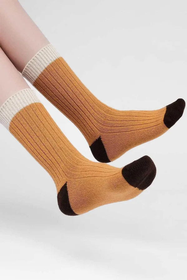Mısırlı Women's Lambswool Single Socket Socks Saffron