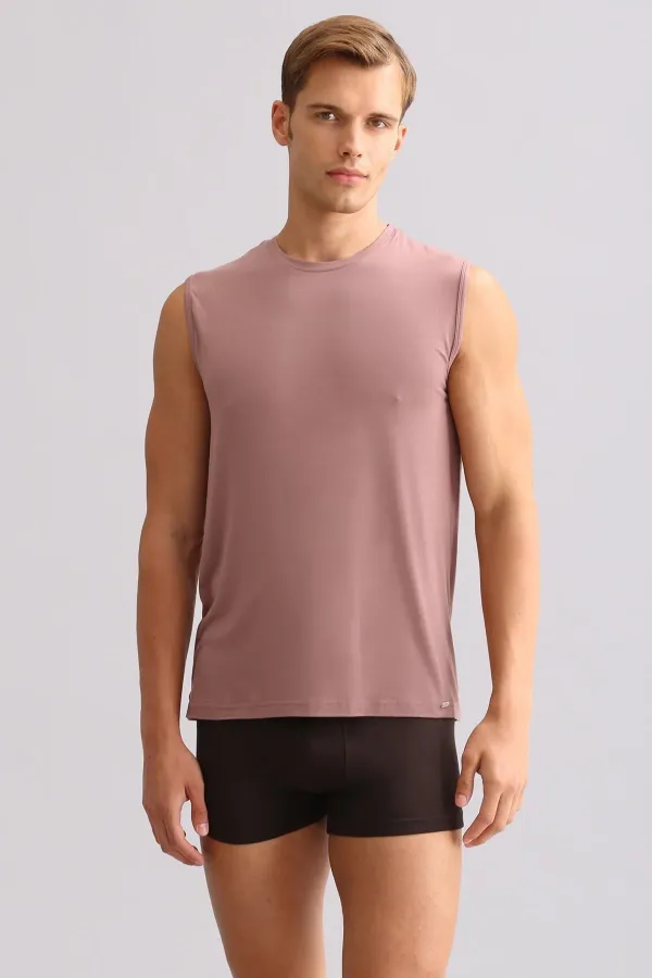 Mısırlı BAMBOO ZEUS LUXURY Regular Fit Crew Neck Athletic Tank Top / T-Shirt Lavender