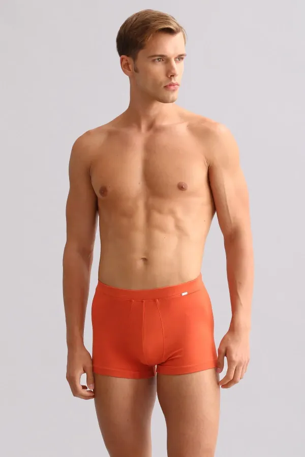 Boxer ZEUS LUXURY en coton biologique égyptien, coupe classique, emblème métallique, rouge rouille