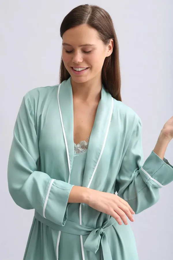 Mısırlı Women's Bamboo Robe, Light Green