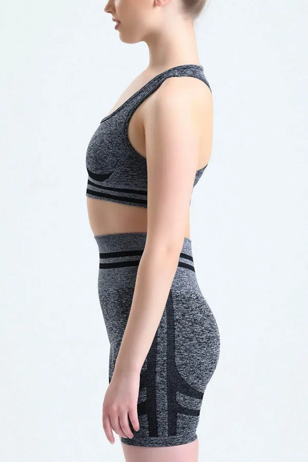 Mısırlı Women's Hip Shaping Bralette-Shorts Leggings Set Grey